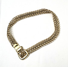 Gold Tone Chain Belt Woven Link Statement Buckle Retro 34.5 inches