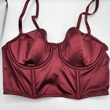 Auden Berry Red Satin Longline Bustier Bra Underwire Size Medium NEW