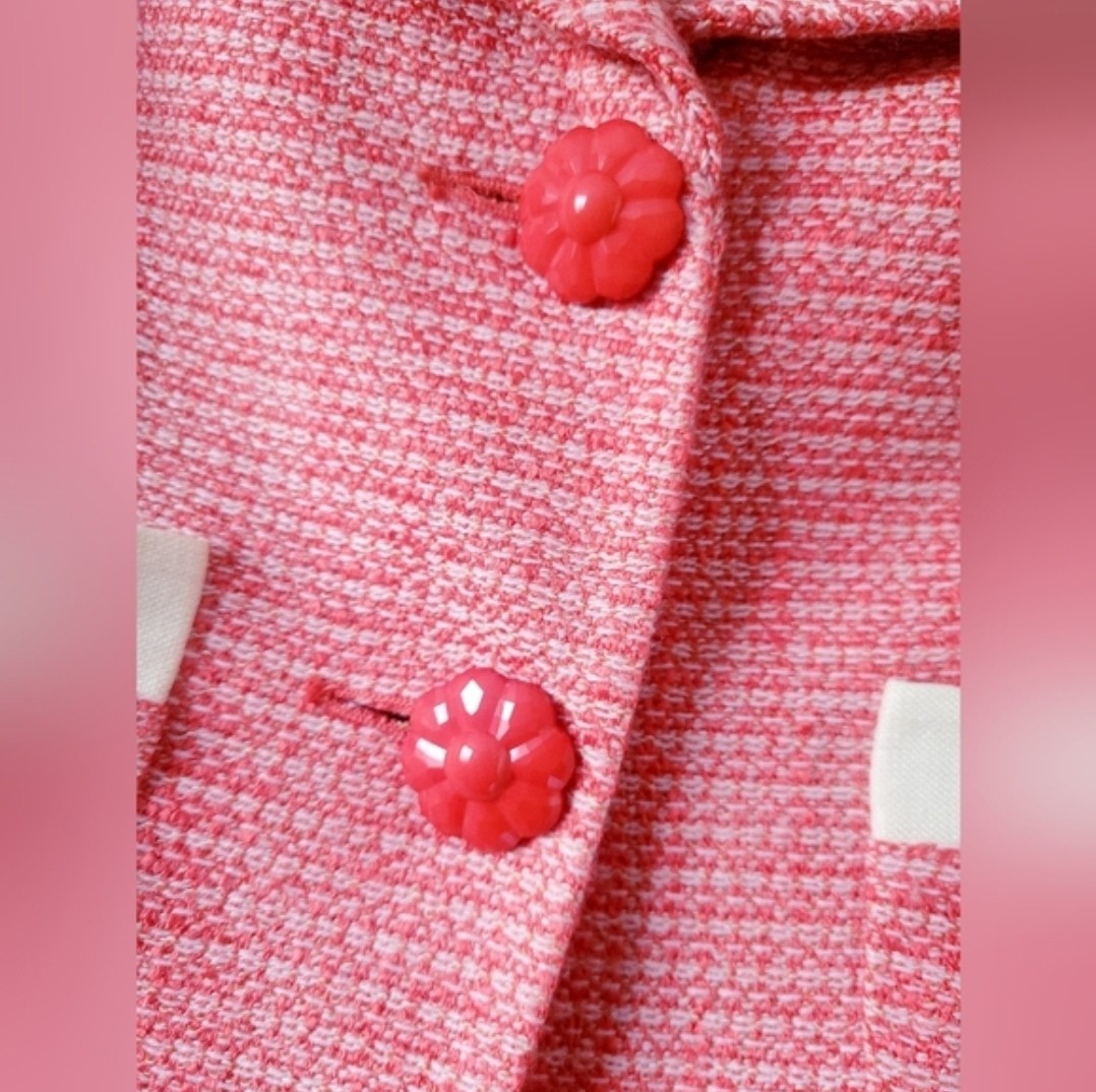 Phoebe Button Collared Lined Pink White Check Pla… - image 9