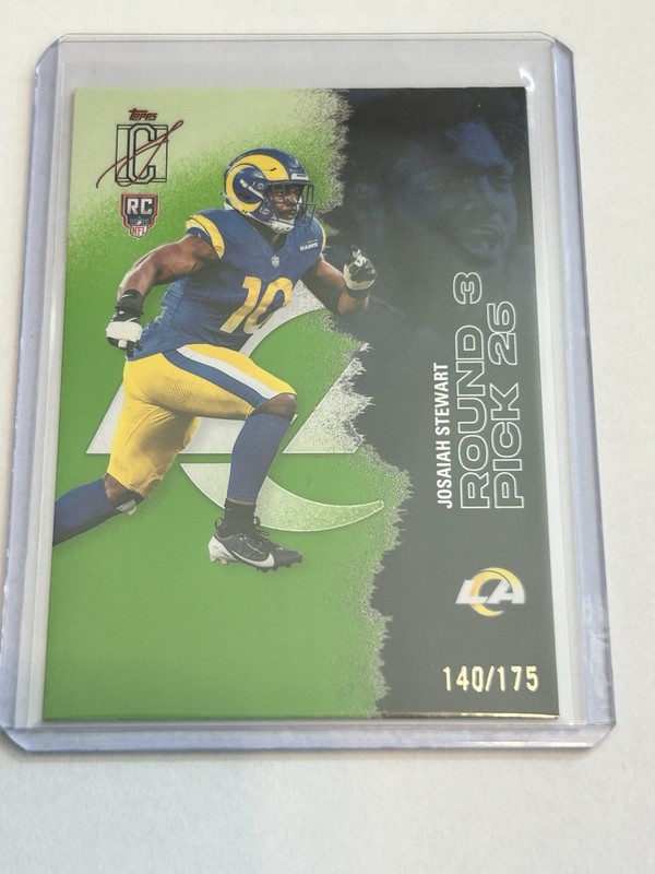 Josaiah Stewart RC /175 Neon Green #211 - 2025 Topps Signature Class Rams RC