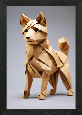 Origami des Hundes gerahmtes Wandbild Poster Leinwanddruck Bild