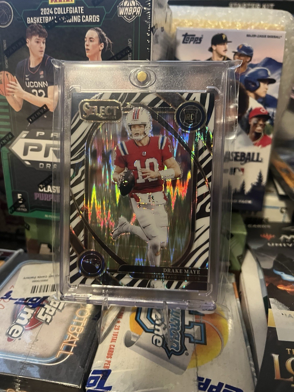 2024 Panini Select - Club Level Drake Maye #218 Zebra Prizm (RC)