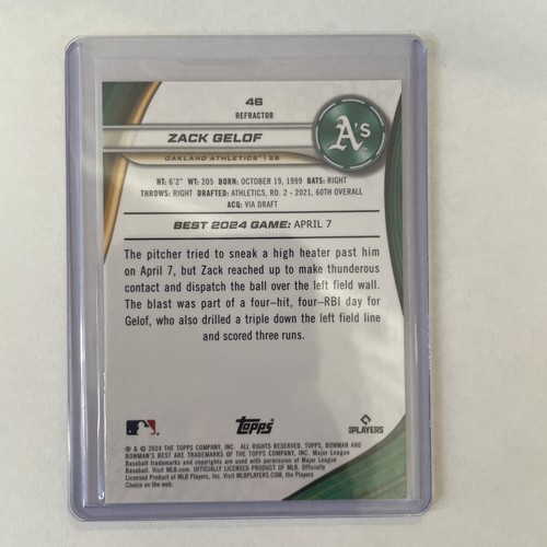 2024 Bowmans Best Zack Gelof RC Refractor Athletics - Picture 2 of 2