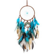 Feather Dream Catcher, Blue Tree of Life with Feathers Dreamcatcher Bead Wall...