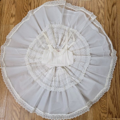 Enagua tutú blanca vintage agujas cantadoras círculo completo jóvenes niñas talla 10 - Imagen 1 de 9