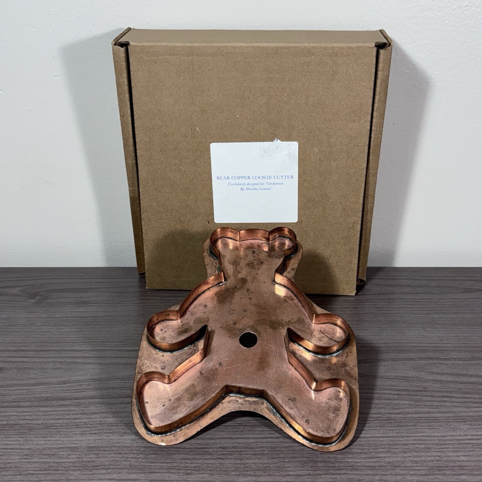 1997 Large Martha Stewart for Nordstrom Teddy Bear Copper Cookie Cutter 7" x 6"