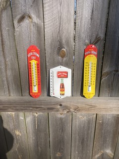 ROYAL CROWN COLA RC PORCELAIN THERMOMETER BEST BY TASTE TEST LOT OF 3 COLLECTION
