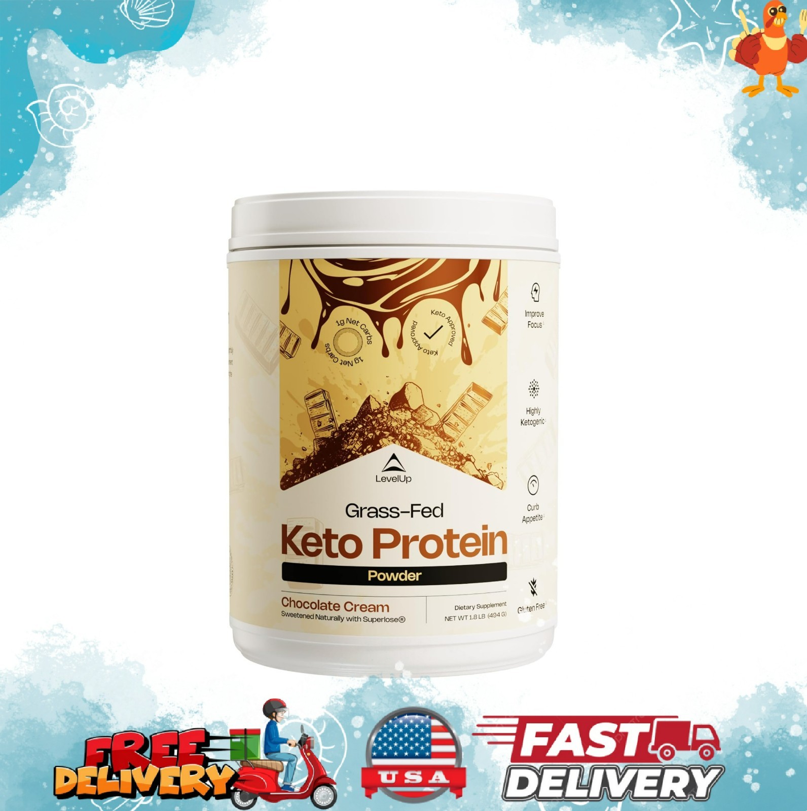 Best keto protein Grass-fed Collagen Protein Powder, C8 MCT Oil, Whey Protein