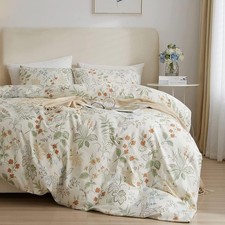 Cotton Floral Duvet Cover Queen Pink White Floral Bedding Sets Vintage Style ...