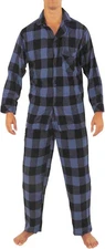 Norty Mens Cotton Poly Blend Yarn Flannel Pajama Lounge Sleep Sets