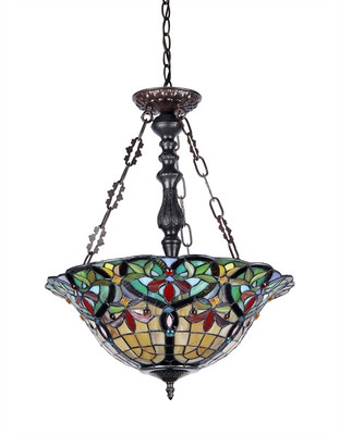 Reverse Pendant Hanging Victorian Design Stained Cut Glass Ceiling