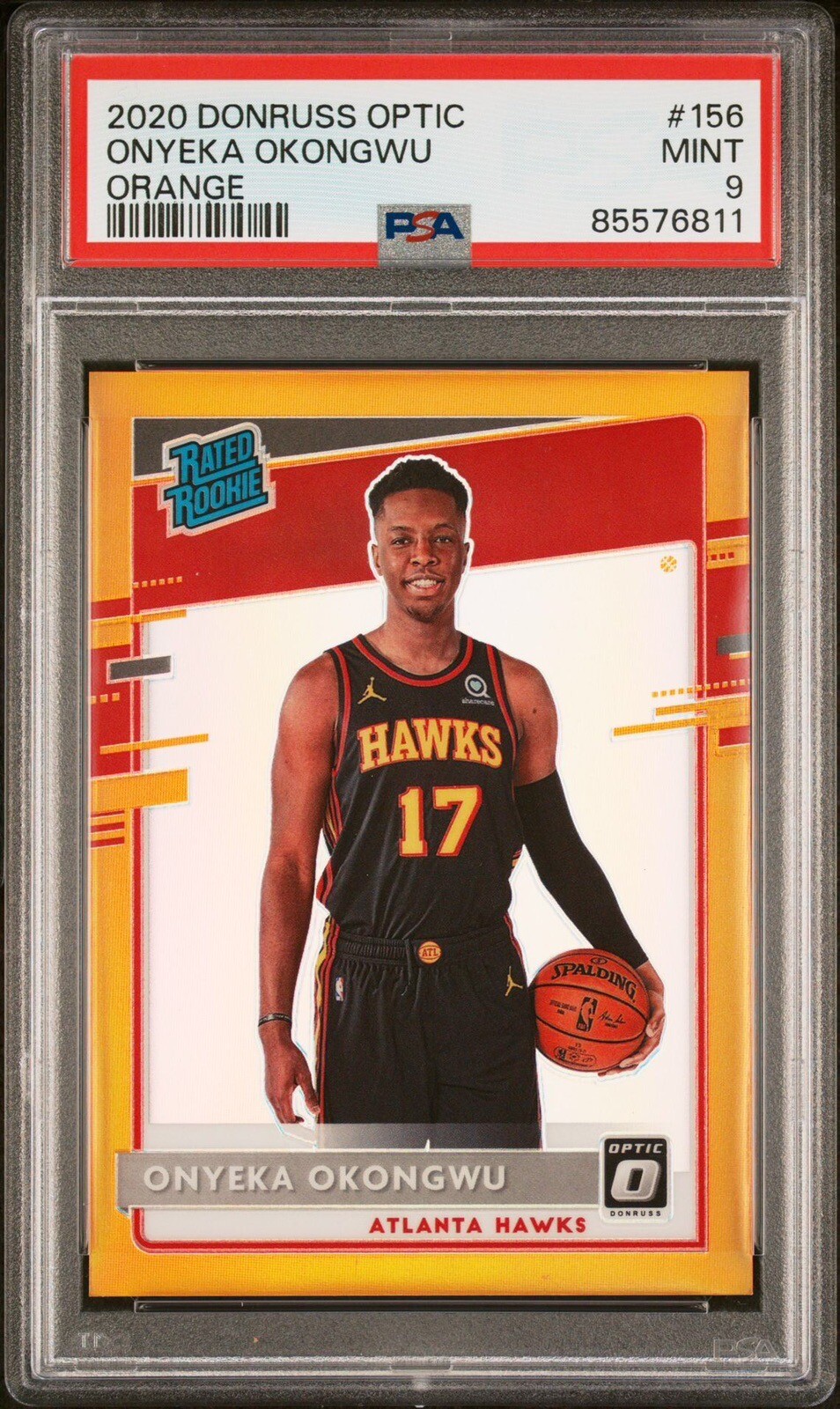 2020 Panini Optic Rated Orange Prizm /199 Onyeka Okongwu #156 Rookie PSA 9