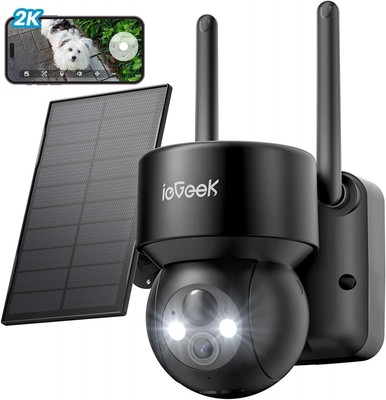 ieGeek Outdoor 2K Solar Security Camera Home WiFi IP Camera Wireless CCTV System