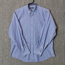 Chaps Ralph Lauren Shirt Mens XL 17 - 17 1/2 Blue Stripe Long Sleeve Button Down