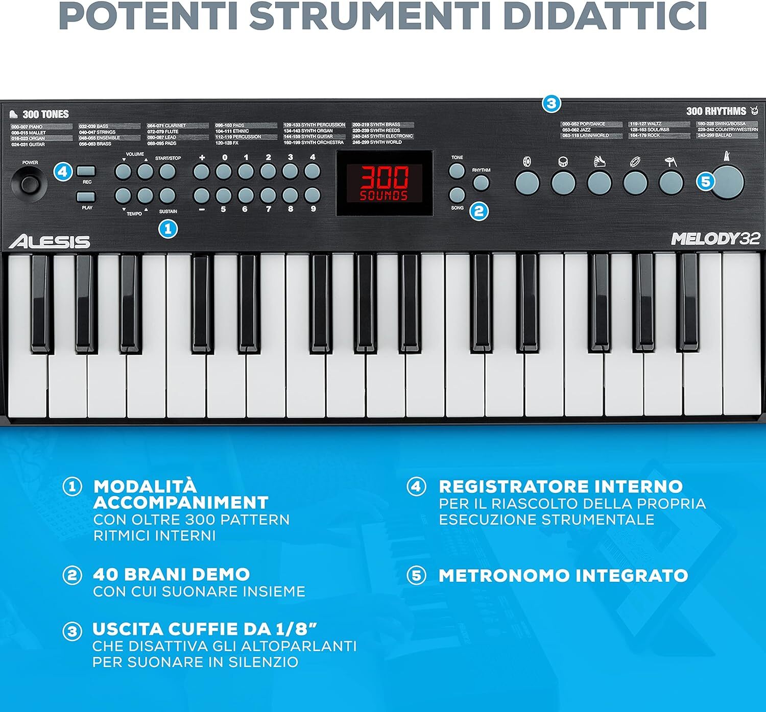 Pianola per Scuola Media Tastiera Musicale a 32 Tasti Con Casse Integrate foto 5