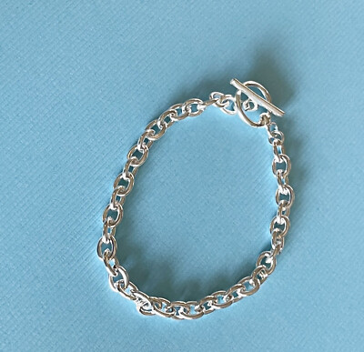 New SILVER Chain Link BRACELET with Toggle Clasp 6.5 Inch for