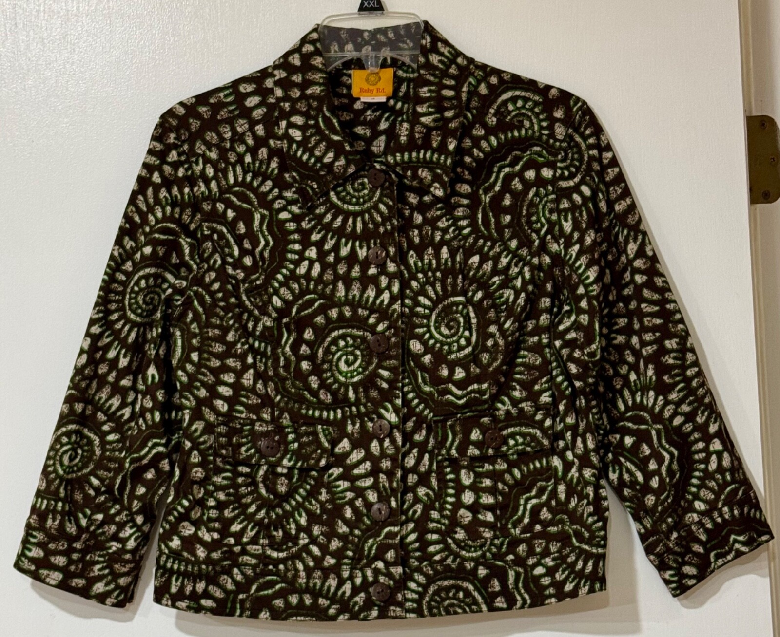 Ruby Rd. Short Brown Jacket with Green Highlights… - image 1