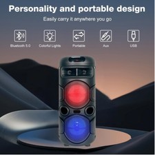 DUAL 4 PORTABLE BLUETOOTH RECHARGEABLE PARTY SPEAKER WITH LED PARTY LIGHTS