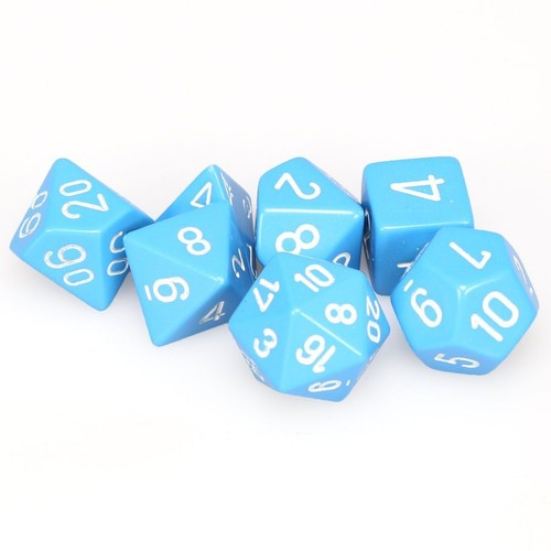 Chessex hellblau/weiß blickdicht Würfel 7 Würfel Set (D20/12/10/%/8/6/4) CHX25416 - Bild 2 von 2
