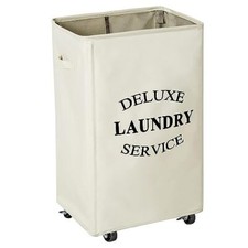 Large Rolling Laundry Basket Wheels 90L Collapsible Tall Laundry Hamper Handl...