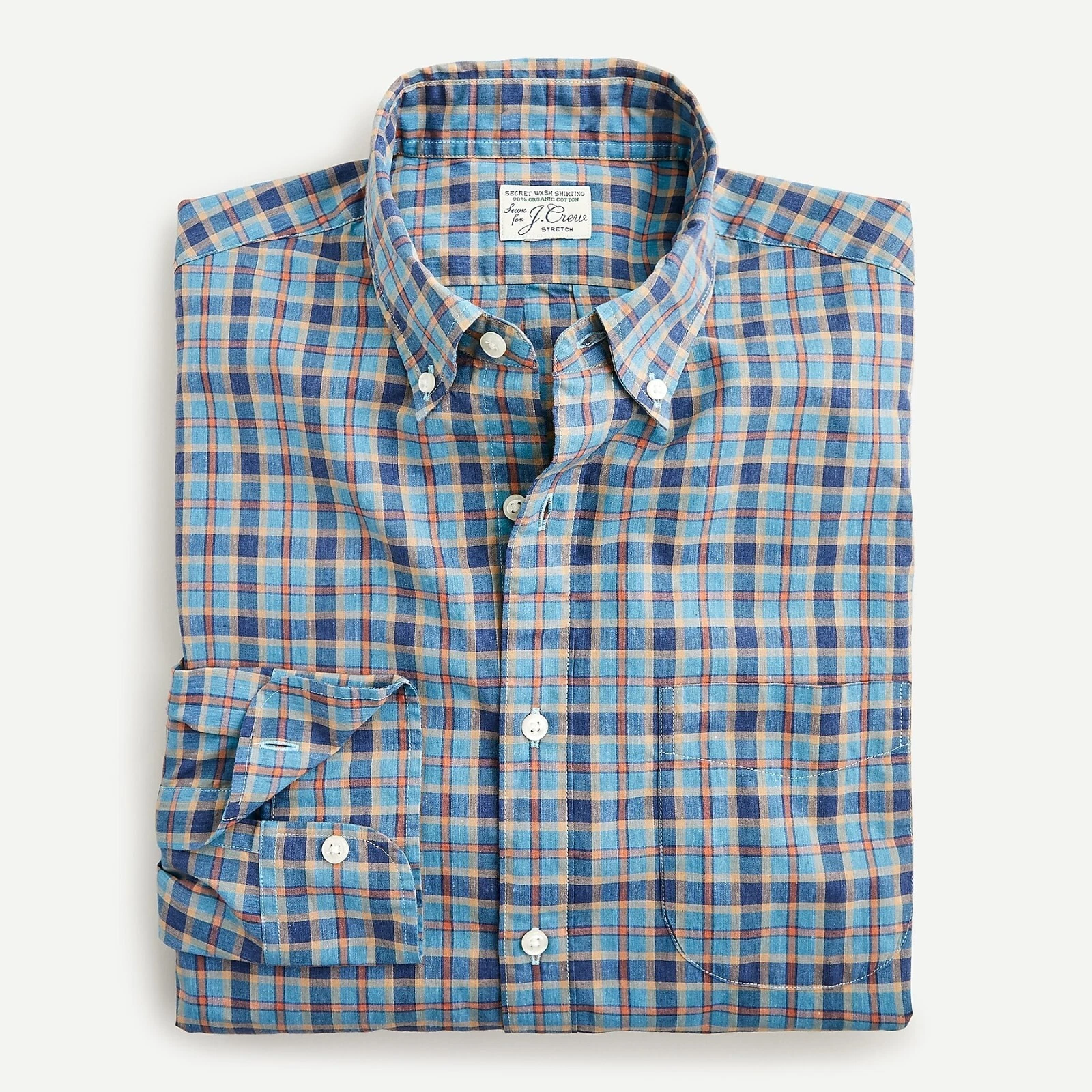 New! J Crew Mens size Small S Slim Stretch Secret Blue Plaid Shirt NWT AS798