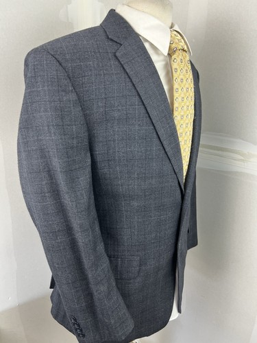 JOS A BANK Traveler’s Men’s Charcoal Glen Check Wool Sport Coat Blazer Sz 44 R - Picture 7 of 11
