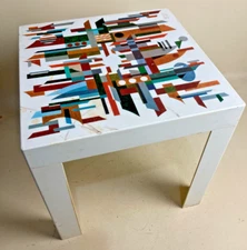 Vintage Retro Plastic White Contemporary 1960s Side Table 40x40cm Square Kartell