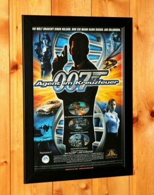 James Bond 007 Agent Under Fire PS2 Xbox Promo Werbeblatt Gerahmt Poster Framed