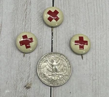 Vtg Early 1900's Miniature American Red Cross Medical Pinback Button Lot of 3