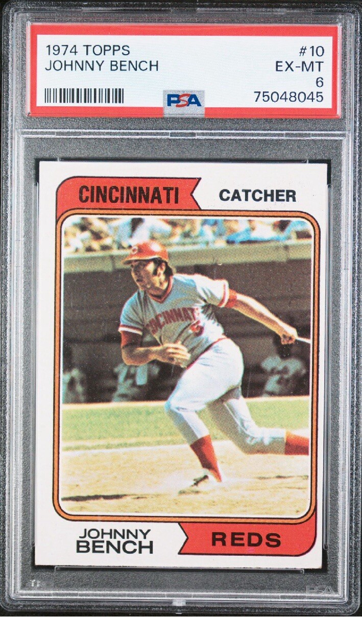 Johnny Bench, 1974 Topps #10, Cincinnati Reds, HOF, PSA 6 EX-MINT