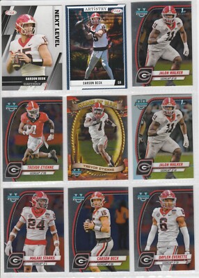 GEORGIA BULLDOGS 9 CARD LOT TREVOR ETIENNE JALON WALKER REFRACTOR CARSON BECK