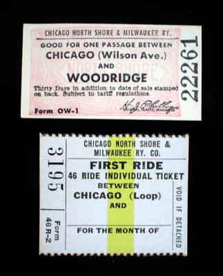 ZWEI ALTE GUTSCHEINE PASS + CHICAGO NORTH SHORE & MILWAUKEE RAILWAY CO..