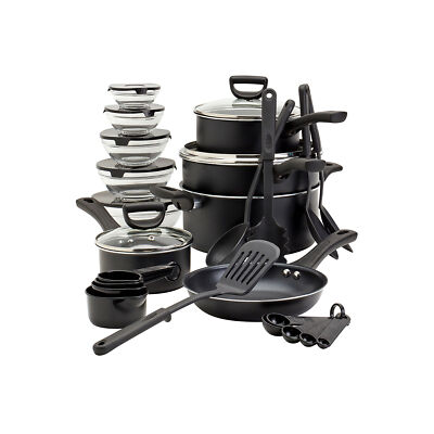Basic Essentials 32-Pc. Non-Stick Cookware Set TTU-V5366-ECM - BLACK ONE SIZE