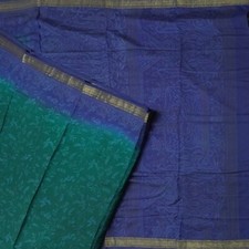 Vintage Green Sarees 100 Pure Silk Printed Zari Border Sari 5YD Craft Fabric