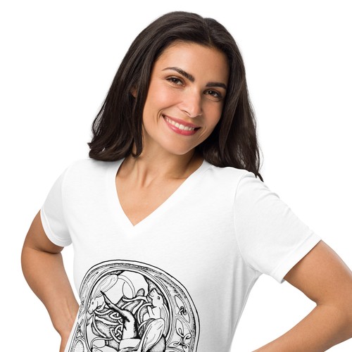 Rabbit Witch Women’s Relaxed V-Neck T-Shirt - Picture 3 of 12