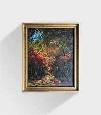 Vintage Oil painting Autumn Ukrainian painter Canvas Framed original landscape