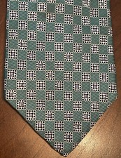 Tommy Hilfiger Green Blue 100% Silk Men’s Meck Tie Made In Usa