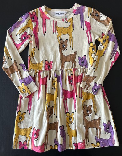 Mini Rodini 128/134 Roe Deer Dress Organic Cotton Purple Pink WORN ONCE - Picture 3 of 8