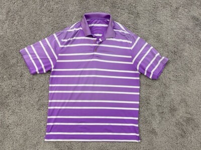 Nike Golf Polo Shirt Men's Large Golf Short Sleeve Purple Striped