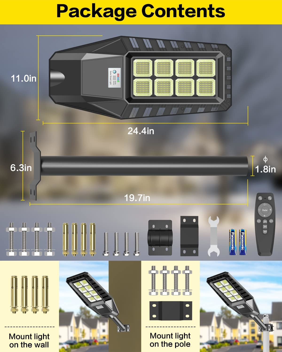 2 Pack 1200W Solar Street Light, 70000 Lumens Dusk to Dawn Solar Outdoor Lights eBay