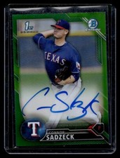 2016 Bowman Chrome Connor Sadzeck Prospects Auto Green Refractor 3/99