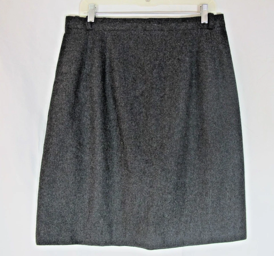 Dark Gray Wool Straight Skirt Handmade Medium