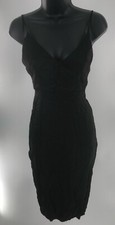 Women's Forever 21 Black Solid Ruched Side Split Satin Dress Size XS: EUC