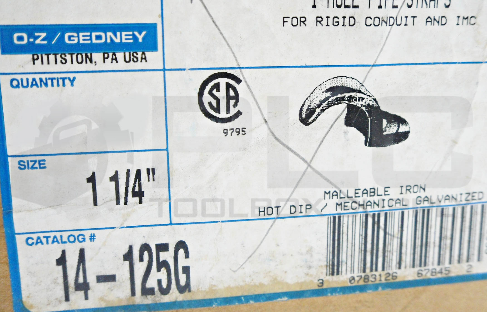 BOX OF 20 NEW EGS OZ/GEDNEY 14125G 1HOLE PIPE STRAPS, 11/4" eBay