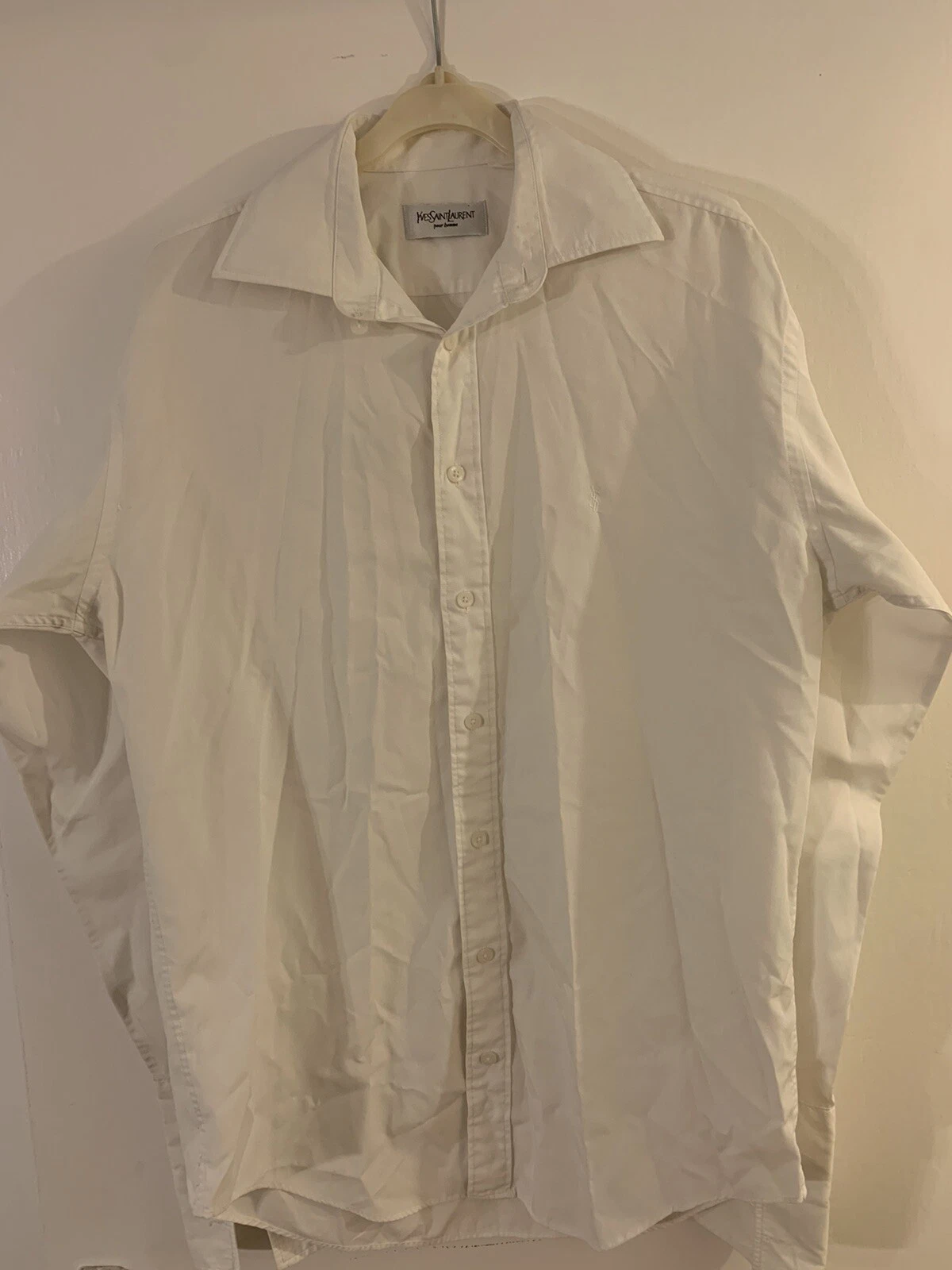 SAINT LAURENT (YSL) Camicia Yves Saint Laurent manica lunga colletto L: 16 misto bianco cotone uomo
