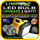 LED UPGRADE DOLPHIN MAGLITE 3.2-9V 3W BULB GLOBE FLASHLIGHT TORCH LANTERN 250lm