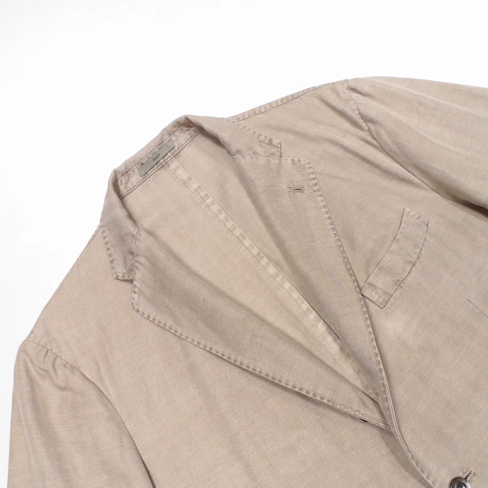 Abrigo Boglioli Algodón Lino Beige Parche Bolsillo Espiga Abrigo Deportivo Chaqueta 46 R Foto 3 de 4