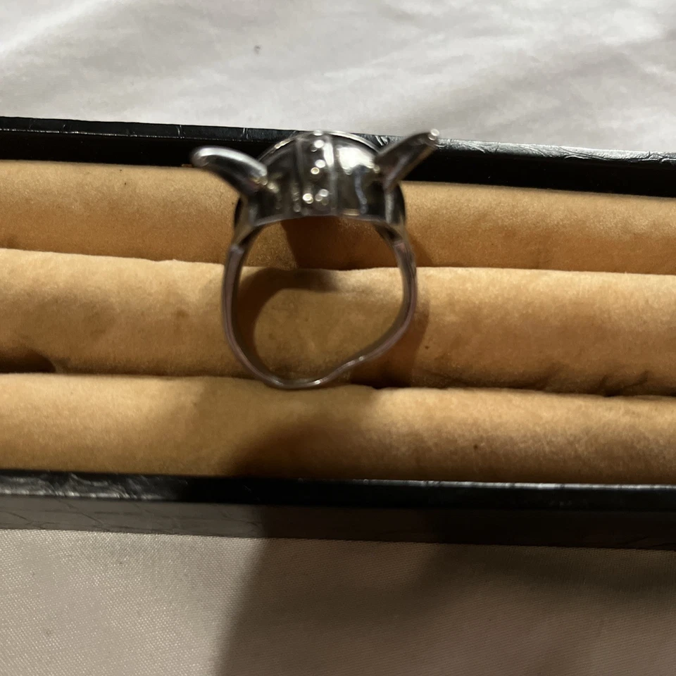 Anillo de calavera con cuernos de acero inoxidable punk joyería motociclista grande diablo regalo ojos Foto 4 de 4