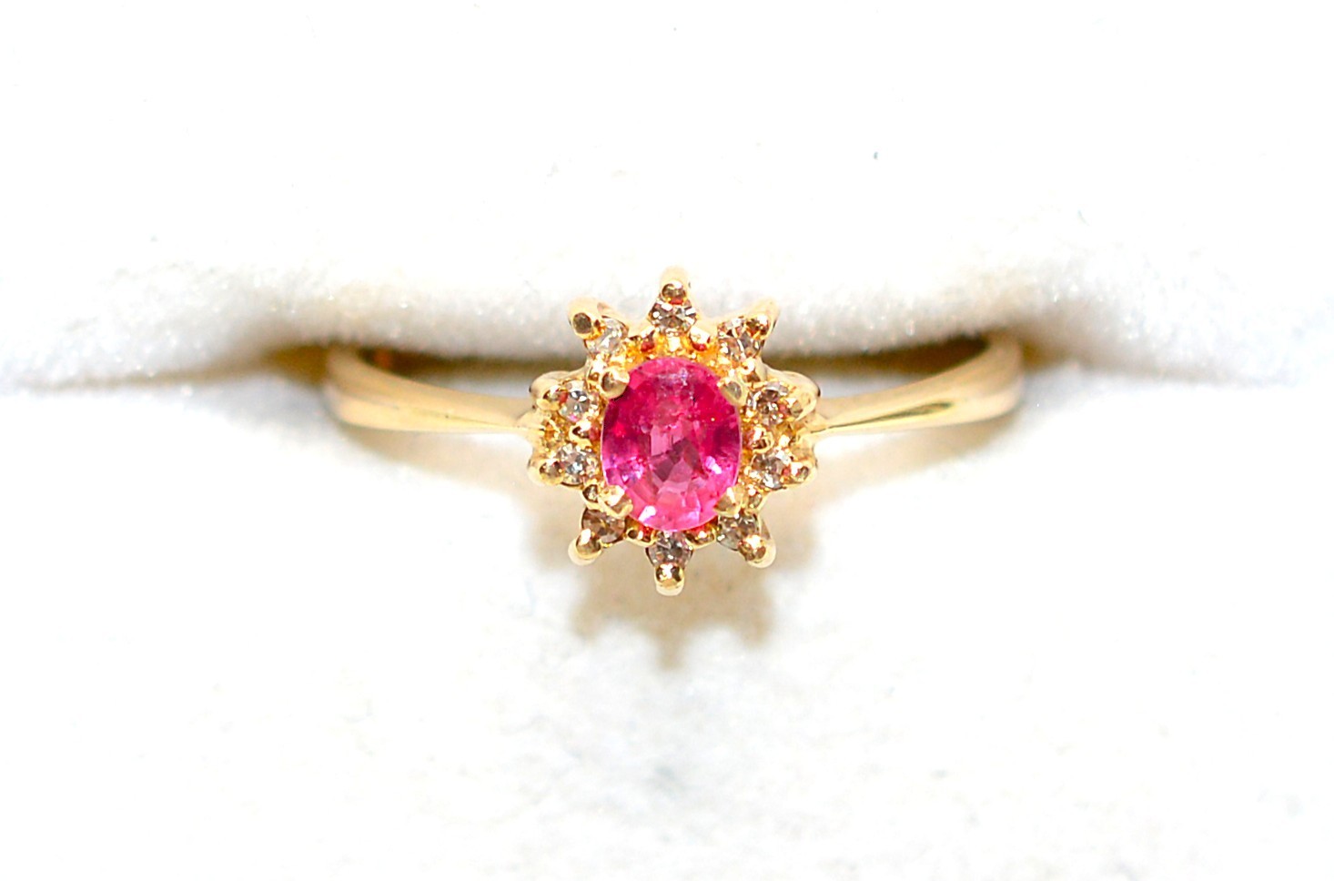 Natural Ruby & Diamond Ring 14K Solid Gold .45tcw… - image 5