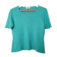 DENNER Jumper Top Ladies Medium Large Aqua Turquoise Cashmere Silk Soft 35"